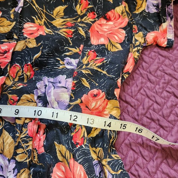 Vintage look Floral Print Dress size 16 100% Cotton - Picture 9 of 10